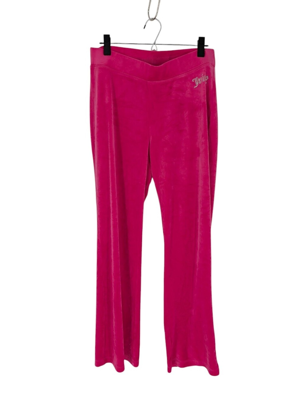 Juicy Couture Bling Velour Track Pants Hot Pink Rhinestone Bootcut Medium SOFT - Picture 3 of 7